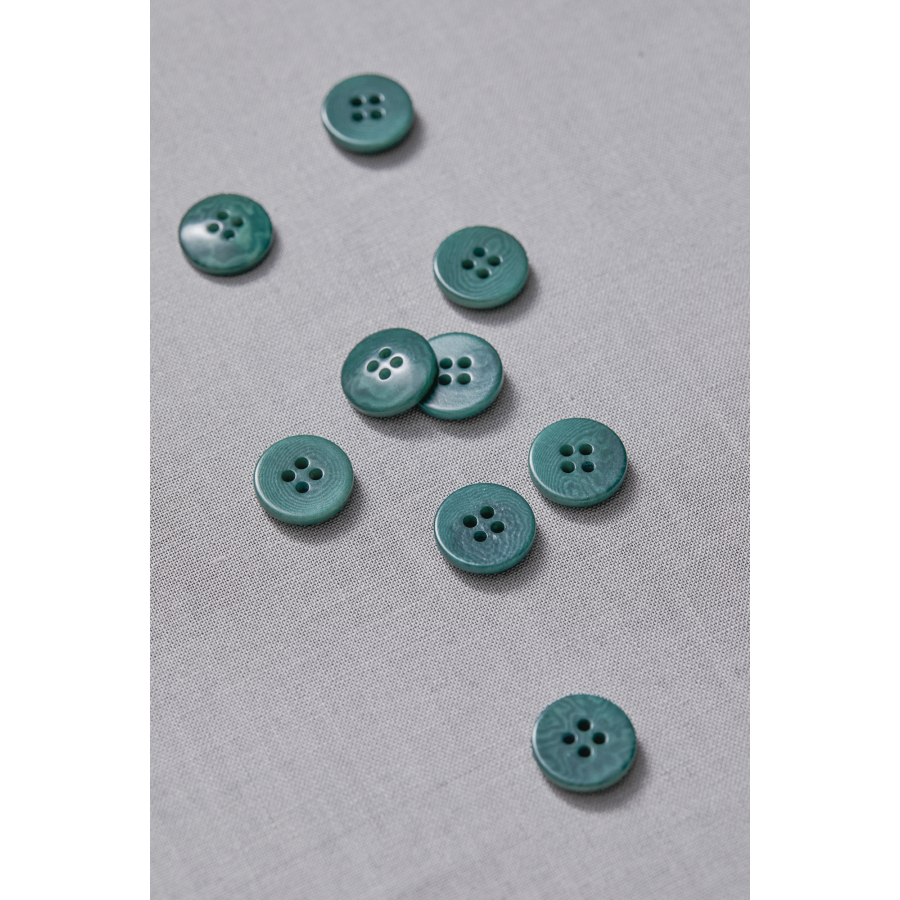Plain Corozo Button 15 mm-Aqua