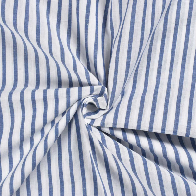 REMNANT  60x110 // Blue & White Stripe- handwoven cotton