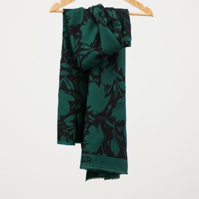 REMNANT 60x135 // Floral Shade, Bottle Green - Leia Crepe