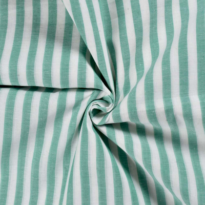 Green & White Stripe- handwoven cotton