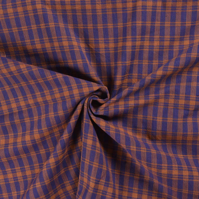 REMNANT  75x110 // Purple & Brown Check - handwoven cotton