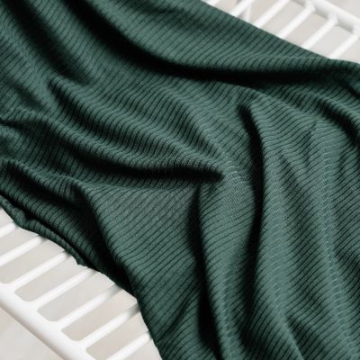 REMNANT  50x140 // Derby Ribbed Jersey - Deep Green