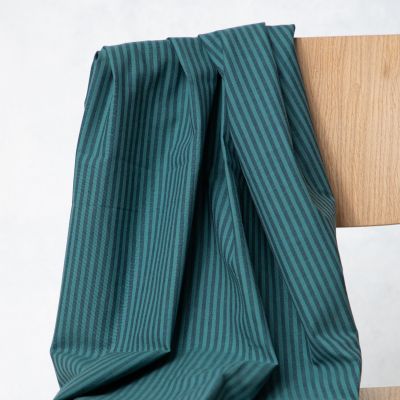 REMNANT  35x150 // Organic Stripe Cotton - Indigo Night/Chalky Green