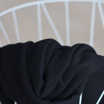 REMNANT 55x150 // Self-stripe Ottoman Knit - Black