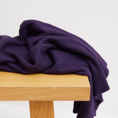 REMNANT  50x150 // Self-stripe Ottoman Knit - Purple Night