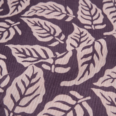 Purple Leaf Printed Khadi Cotton